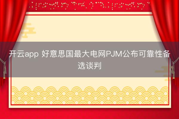 开云app 好意思国最大电网PJM公布可靠性备选谈判
