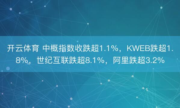 开云体育 中概指数收跌超1.1%,KWEB跌超1.8%,世纪互联跌超8.1%,阿里跌超3.2%