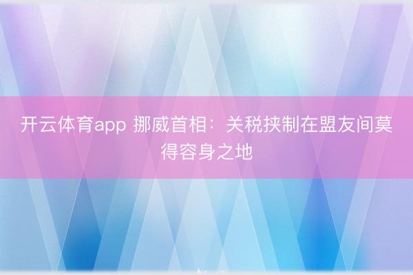 开云体育app 挪威首相：关税挟制在盟友间莫得容身之地