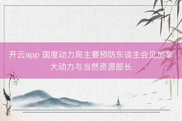 开云app 国度动力局主要预防东谈主会见加拿大动力与当然资源部长