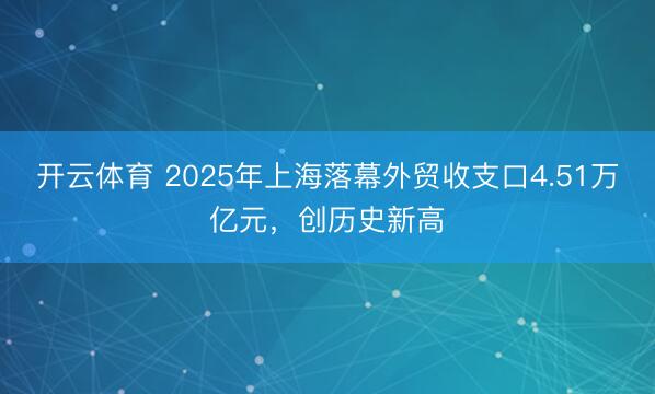 开云体育 2025年上海落幕外贸收支口4.51万亿元，创历史新高