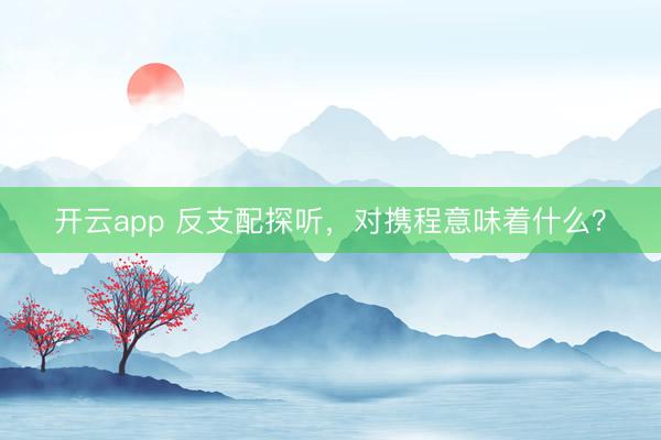 开云app 反支配探听,对携程意味着什么?