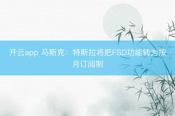 开云app 马斯克：特斯拉将把FSD功能转为按月订阅制