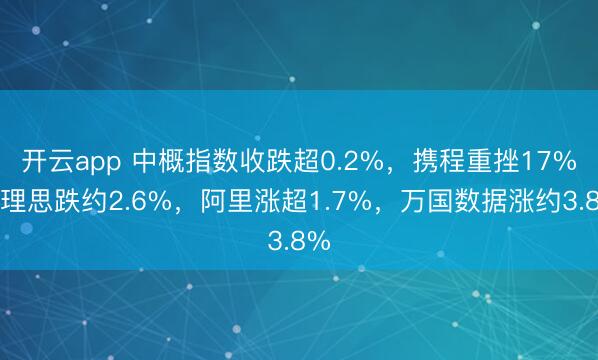 开云app 中概指数收跌超0.2%，携程重挫17%，理思跌约2.6%，阿里涨超1.7%，万国数据涨约3.8%