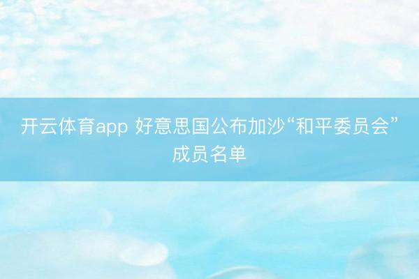 开云体育app 好意思国公布加沙“和平委员会”成员名单