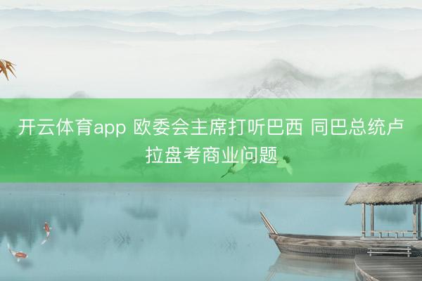 开云体育app 欧委会主席打听巴西 同巴总统卢拉盘考商业问题