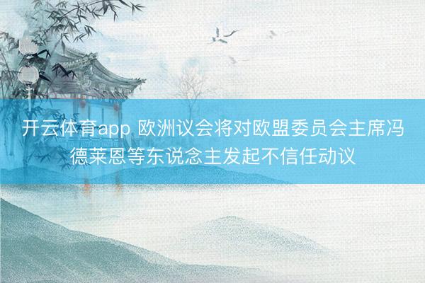 开云体育app 欧洲议会将对欧盟委员会主席冯德莱恩等东说念主发起不信任动议