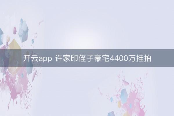 开云app 许家印侄子豪宅4400万挂拍