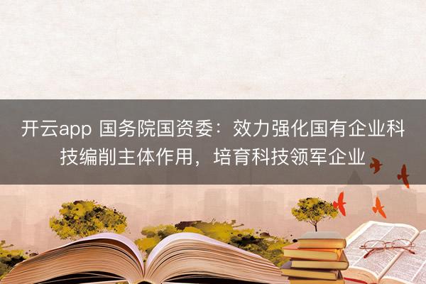 开云app 国务院国资委:效力强化国有企业科技编削主体作用,培育科技领军企业