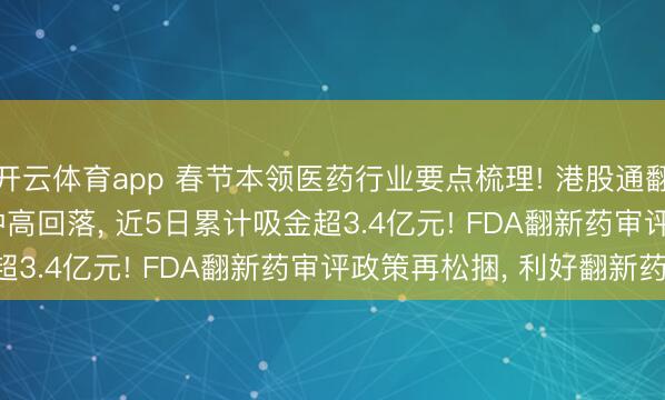 开云体育app 春节本领医药行业要点梳理! 港股通翻新药ETF(159570)冲高回落， 近5日累计吸金超3.4亿元! FDA翻新药审评政策再松捆， 利好翻新药!