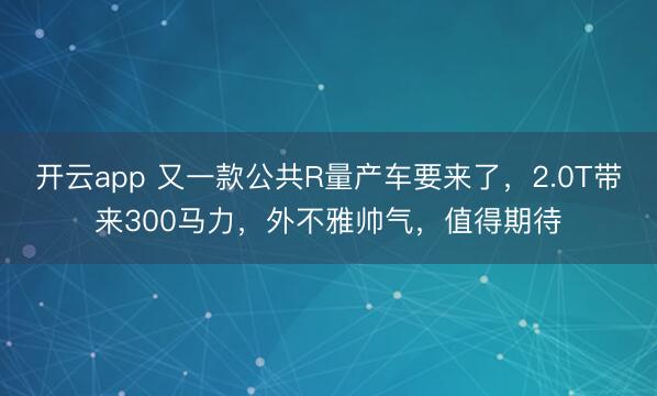 开云app 又一款公共R量产车要来了，2.0T带来300马力，外不雅帅气，值得期待
