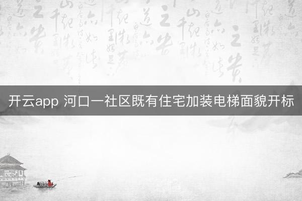 开云app 河口一社区既有住宅加装电梯面貌开标