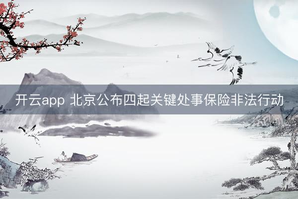 开云app 北京公布四起关键处事保险非法行动