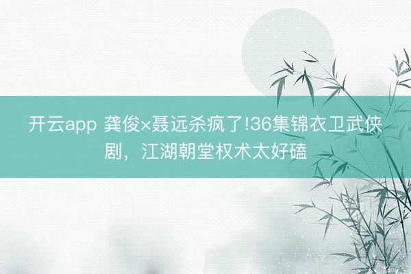 开云app 龚俊×聂远杀疯了!36集锦衣卫武侠剧,江湖朝堂权术太好磕