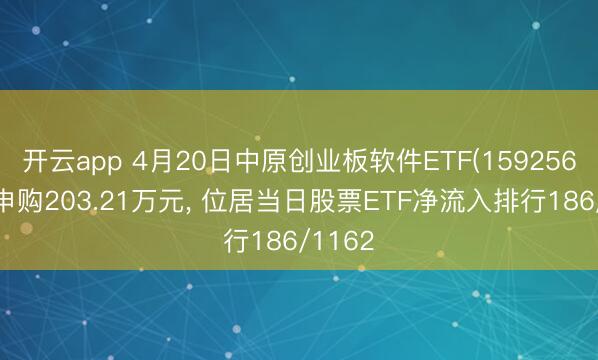 开云app 4月20日中原创业板软件ETF(159256)获净申购203.21万元， 位居当日股票ETF净流入排行186/1162
