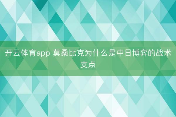 开云体育app 莫桑比克为什么是中日博弈的战术支点